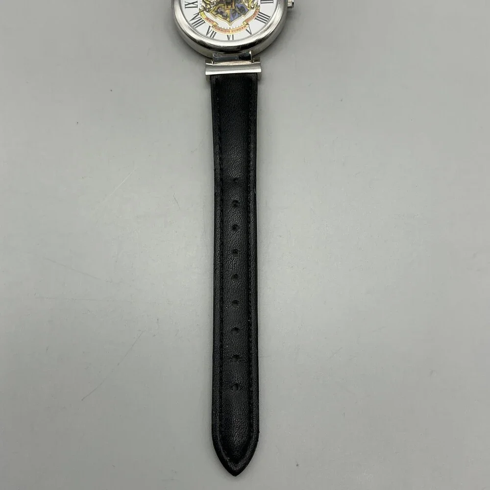 Harry Potter Teens Watch 36mm Hogwarts Crest Black Leather Silver Tone